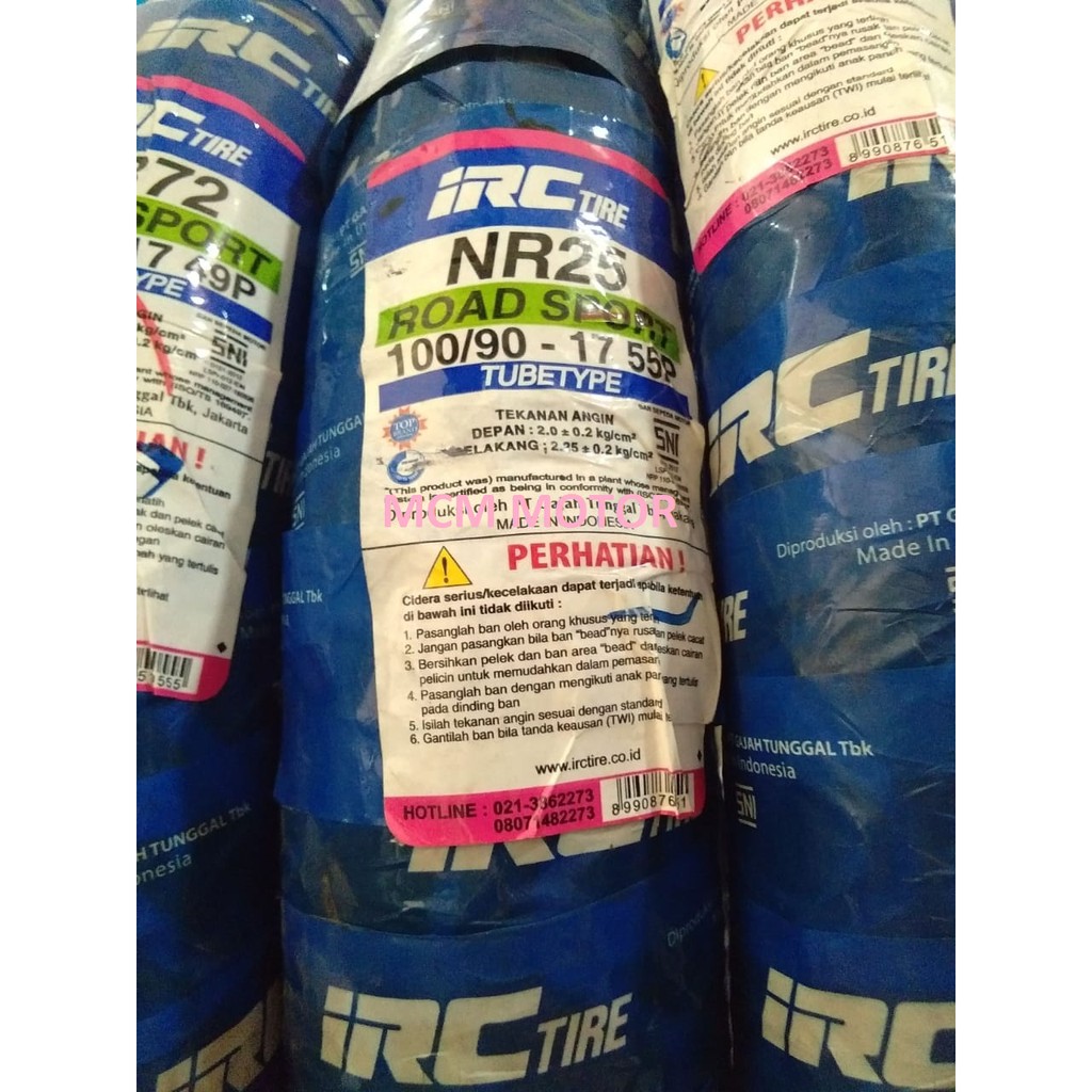 BAN LUAR IRC 100/90-17 NR25 TUBETYPE
