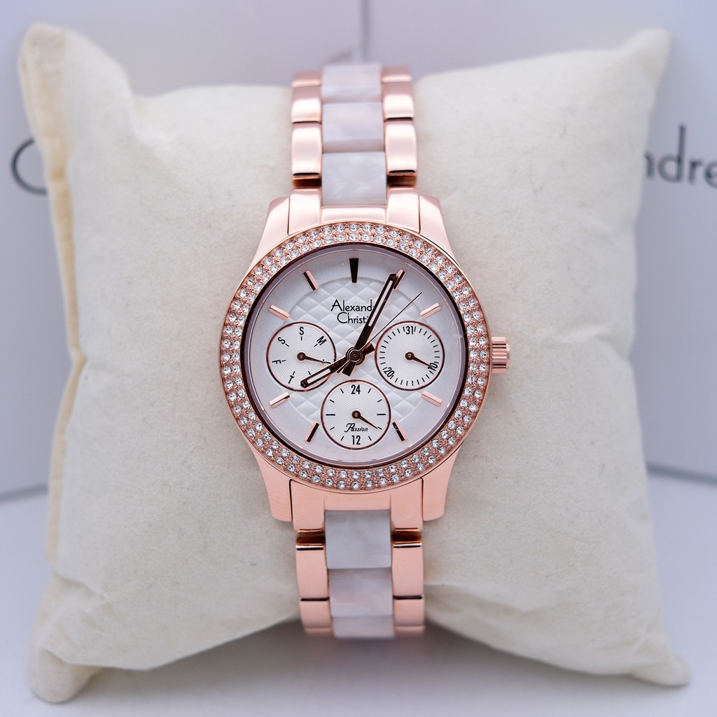 Alexandre Christie AC 2705 Rose Gold White Ladies