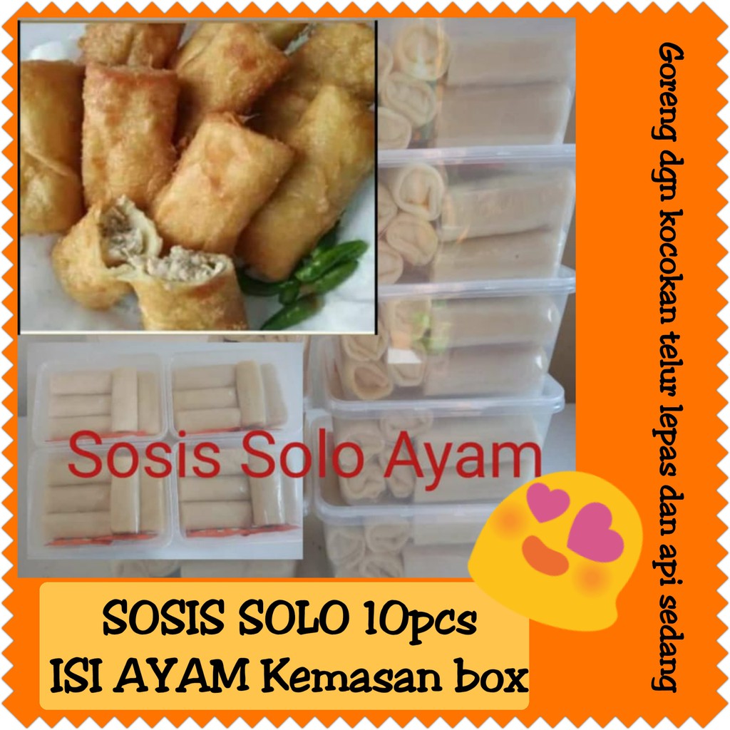 

TERMURAH!!Sosis Solo isi ayam suwir 10pcs kemasan box (frozen)