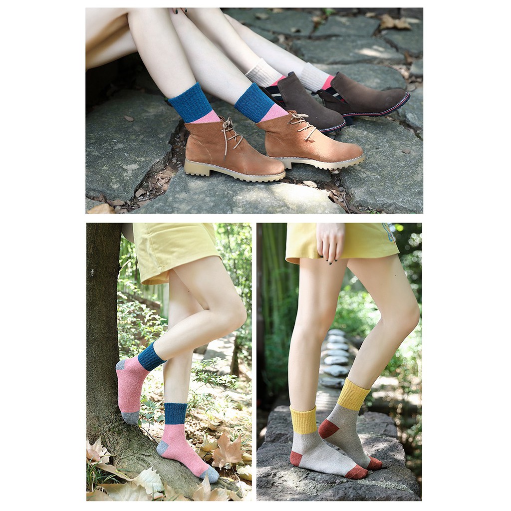 Ennwen KK52 Kaos Kaki Korea Wanita Autumm Women Colorfull Sock Tebal-3