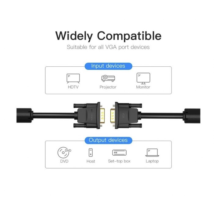 [5M] Vention Kabel VGA to VGA Male to Male Gold Plated Premium - DAE