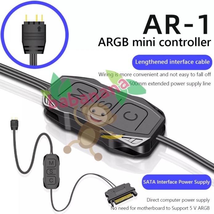 Coolmoon argb 3 pin 5v controller sata power fan sync splitter hub