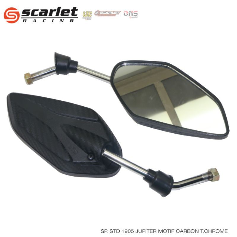 Spion Carbon Doff Jupiter Z Mio Jupiter Mx Lexi Tangkai Chrome Dan Hitam-Tangkai Chrome
