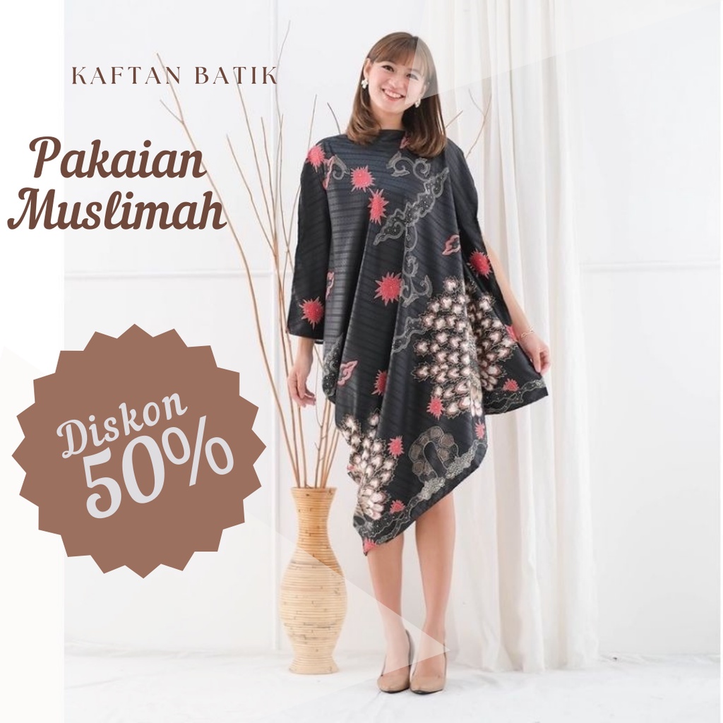 Bisa Bayar Di tempat Kaftan Thania Batik Modern Dress Pesta Kekinian Bahan Satin Premium Tunik Impor