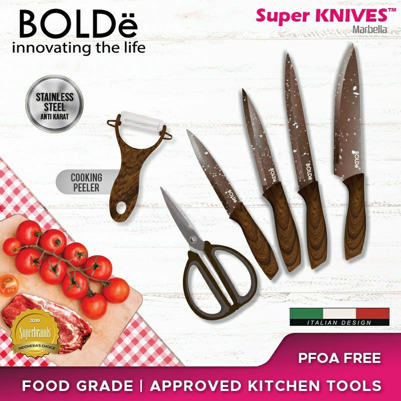 Marbella Pisau Dapur Set Gunting Peeler 6pc BOLDE Super Knives