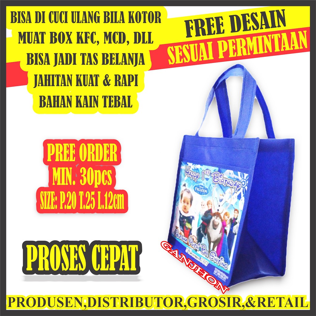 Tas ulang tahun PROMO READY STOCK DAN CUSTOM-KANTONG P20 T25 L14