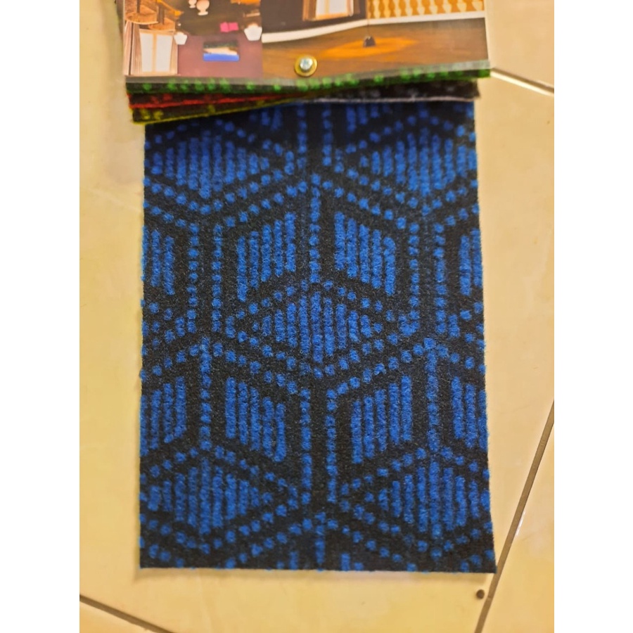 Karpet Bludru 1 x 2m, [METERAN ] Bulu Motif Adana Tebal, Murah, Pameran, Exhibition, Alas duduk,Kasur-Blue 05