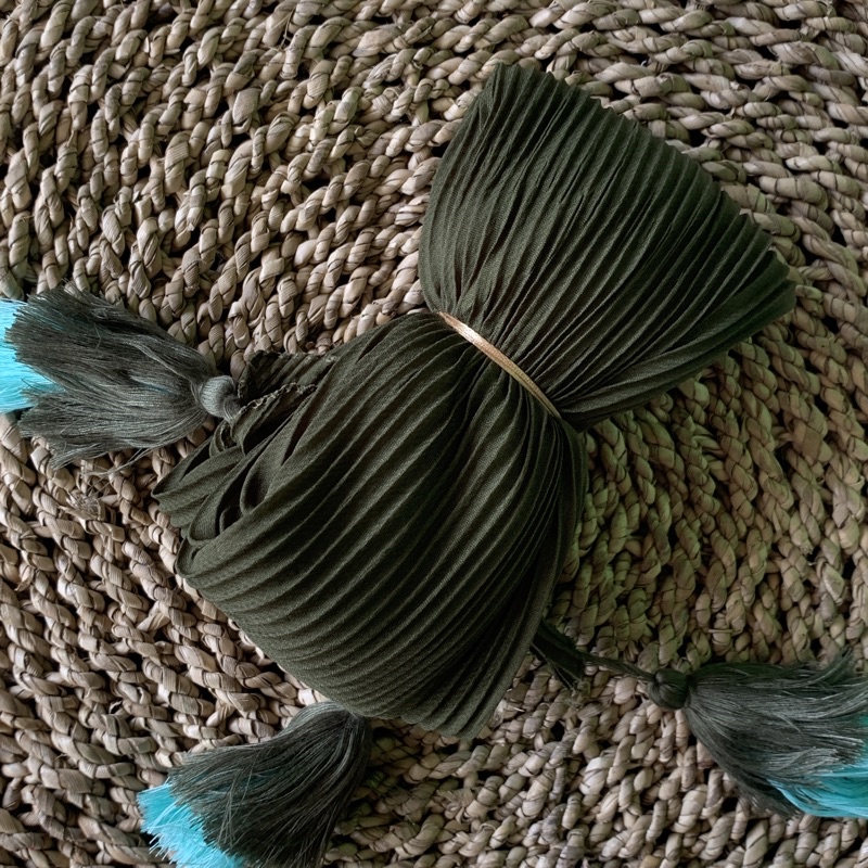 Jilbab Plisket Segiempat Bella Plisket Pleated Jambul Segiempat Plisket Jambul-Army