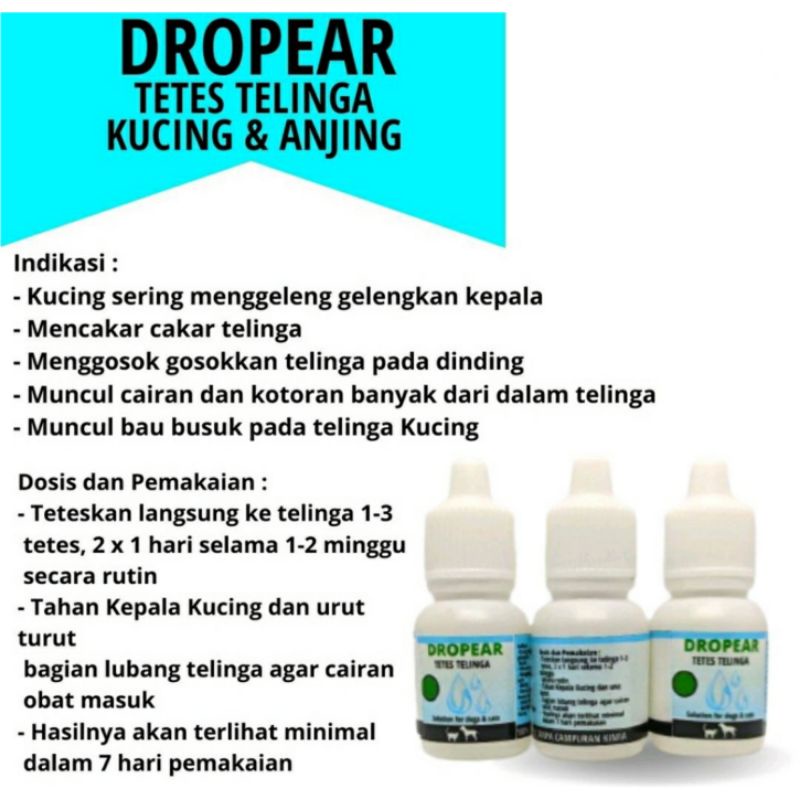 OBAT TETES TELINGA KUCING ANJING DROPAER / OBAT RADANG TELINGA KUCING CONGEK BAU