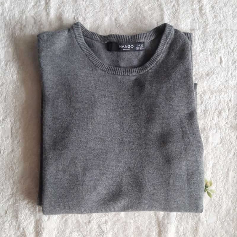 Mango Basics Gray Long Sleeve | Mango Ori Murah | Mango Knit Wear | Baju Wanita Lengan Panjang | Swe