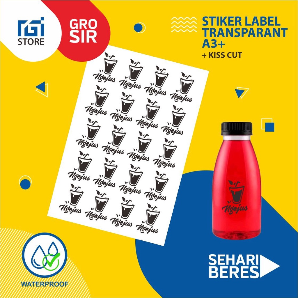 

Harga Grosir 25 Lembar Cetak Stiker Transparan A3 + Kiss Cut