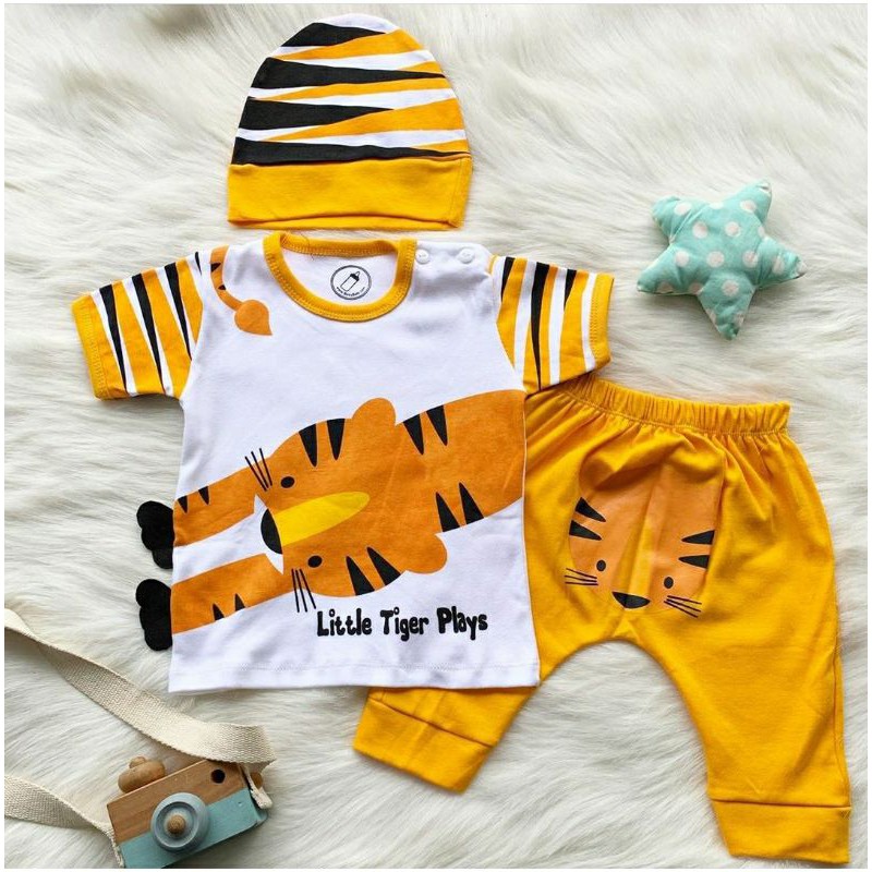 Baju setelan kaos celana topi gambar lucu kekinian fashion anak bayi cowok laki keren murah -tig