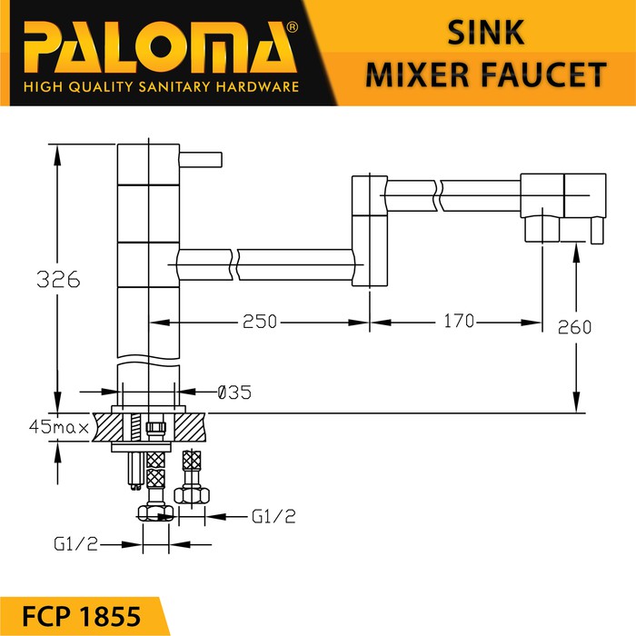 PALOMA FCP 1855 Keran Mixer Cuci Piring Dapur Panas Dingin Kran Air