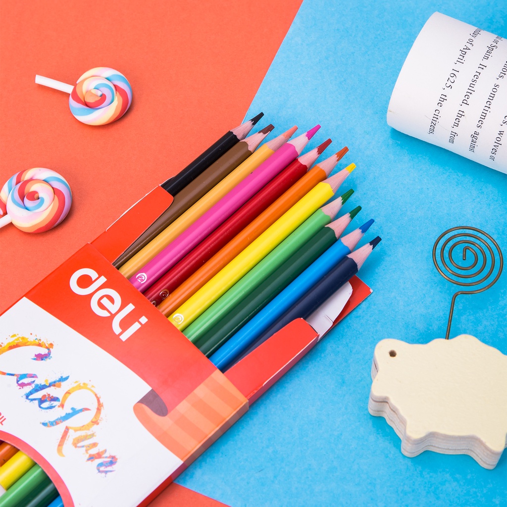 

DELI PENSIL WARNA 12/24 WARNA ALAT GAMBAR MEWARNAI BENTUK ERGONOMIS WARNA CERAH EC00100 EC00120