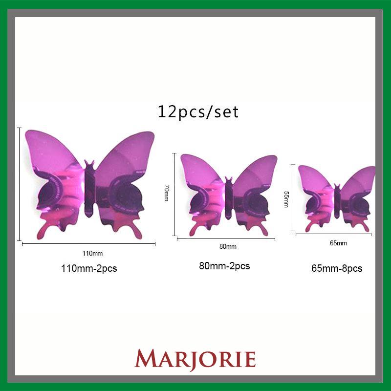 Tiga -Dimensi Pet Mirror 3D Butterfly Wall Sticker Stiker Ruang Tidur Ruang Ruang Ruang Belajar Studi-MJD