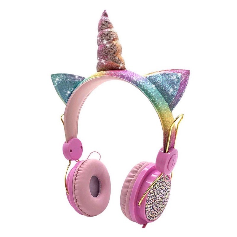 UNICORN HEADPHONE HEADSET ANAK CEWE EARPHONE UNICORN HENSET Mikrofon Putri Girls Lucu Cantik Musik Stereo Anak Hadiah LUCU Dengan Gaming Belajar Online Musik Studying