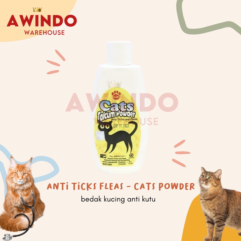 ANTI TICKS FLEAS - Cats Talcum Powder Bedak Kucing Anti Kutu Raid All