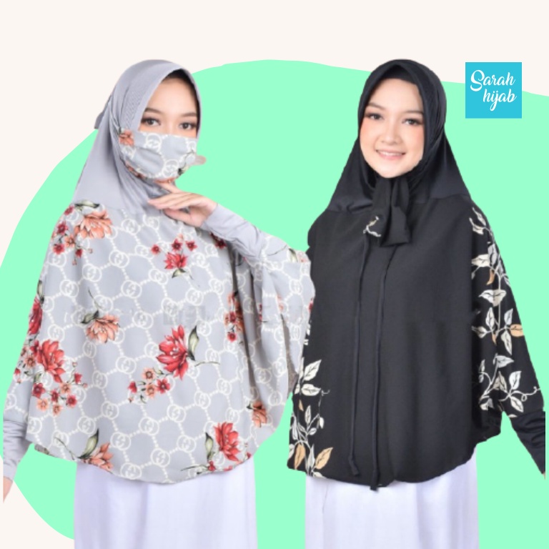 Jilbab Bergo Instan Maryam Lengan Tangan Jumbo Jersey Motif Pet Antem