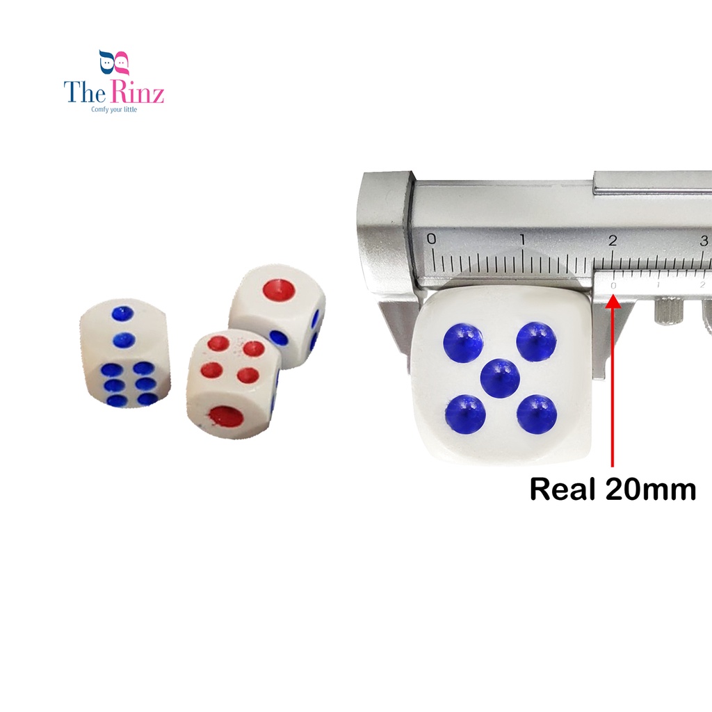 dadu ukuran 20×20mm / dadu plastik / dadu mainan.