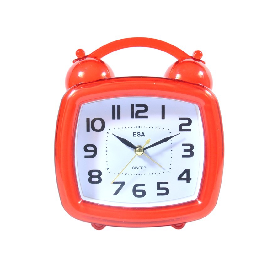 Jam Meja Alarm Clock Beker Bentuk Unik Bunyi Kring Melody Sweep Movement Free Baterai