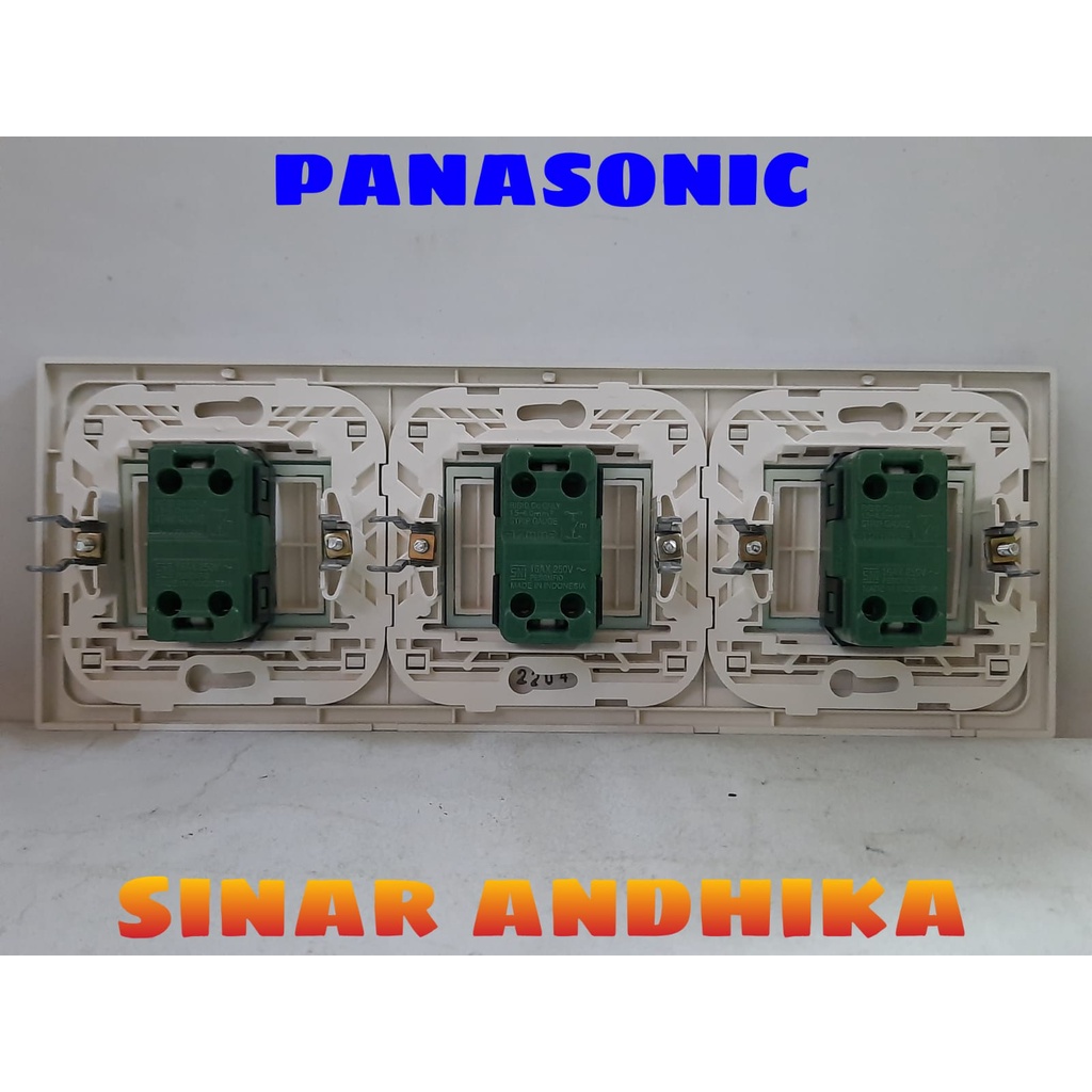 SAKLAR TRIPLE LEBAR SILVER STYLE E PANASONIC WESJ 78069MWS+WESJ 5941MWS