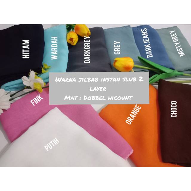 PROMO Jilbab instan delia slub 2 layer material dobbel hicount-4