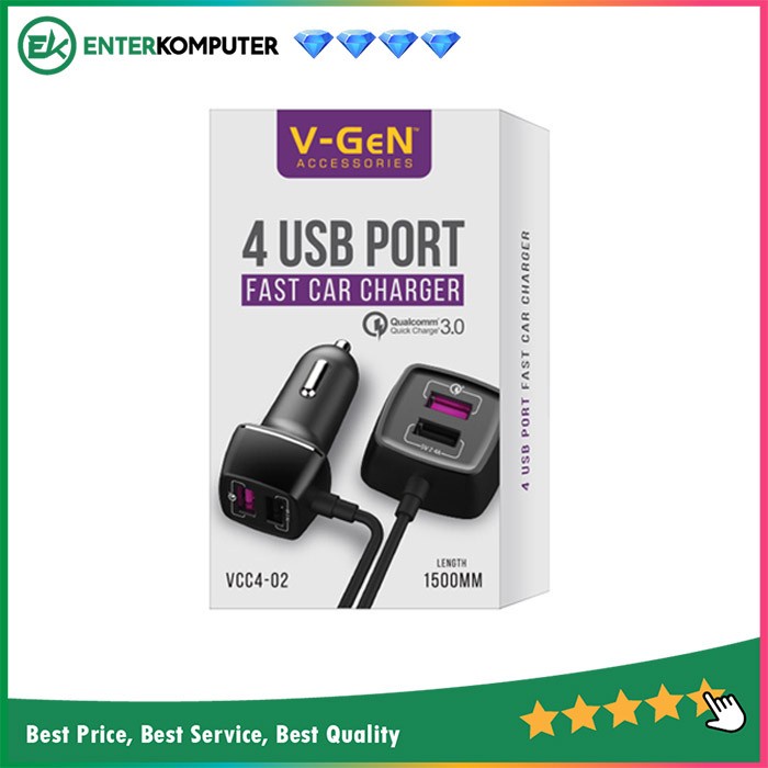 V-Gen Car Charger Fast Charging - VCC4-02 4-Port