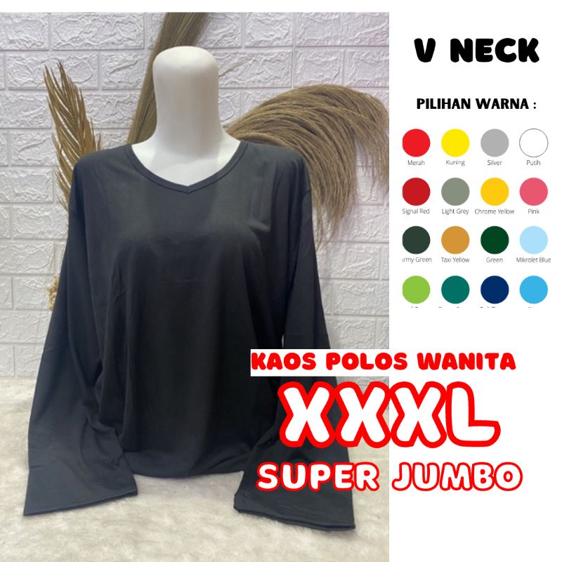 Kaos Polos Panjang SUPER JUMBO BIG SIZE Manset Baju Wanita Kaos Polos Wanita Jumbo XXXL