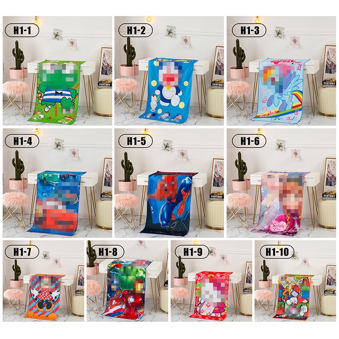 Handuk Anak Karakter 70x140cm Jumbo Dewasa anak2 Microfiber Mandi Lembut Besar Tebal Micro FIber H1-2