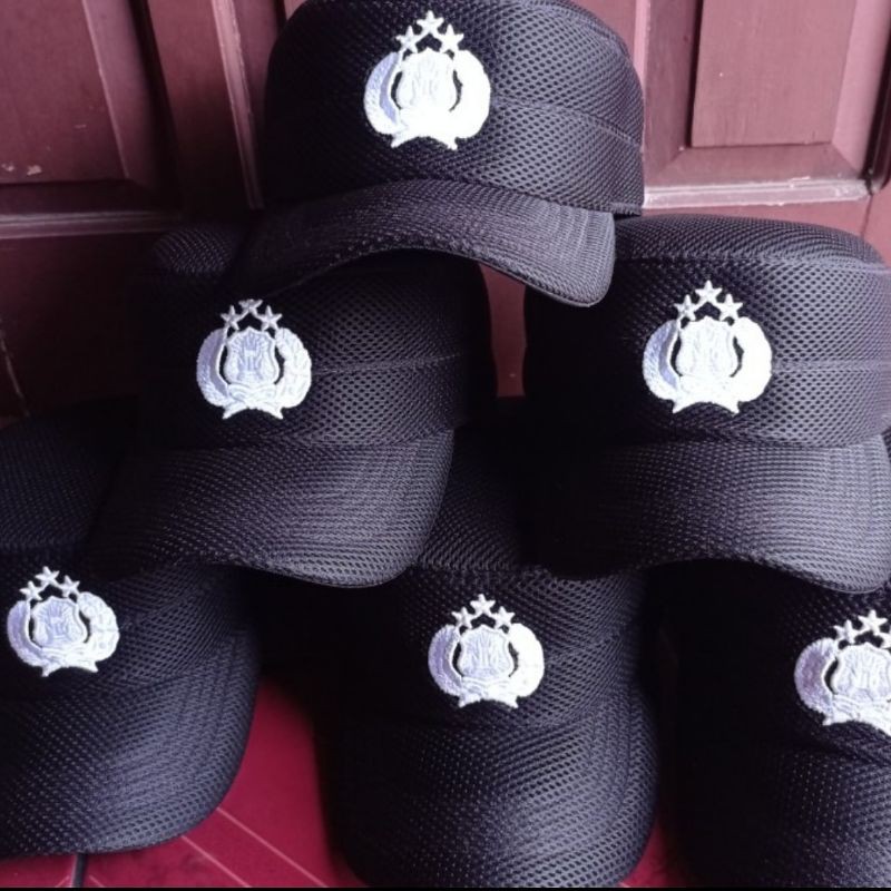 Topi komando Bintara polri bordir timbul kwalitas premium bahan doblemes