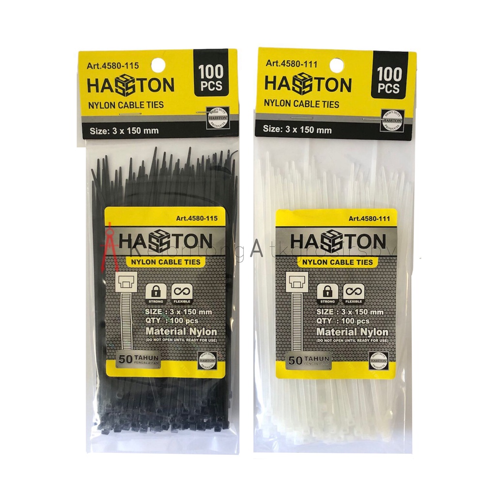 Jual Kabel Ties Kabel Tis Cable Ties Hasston Putih Hitam 3x150mm