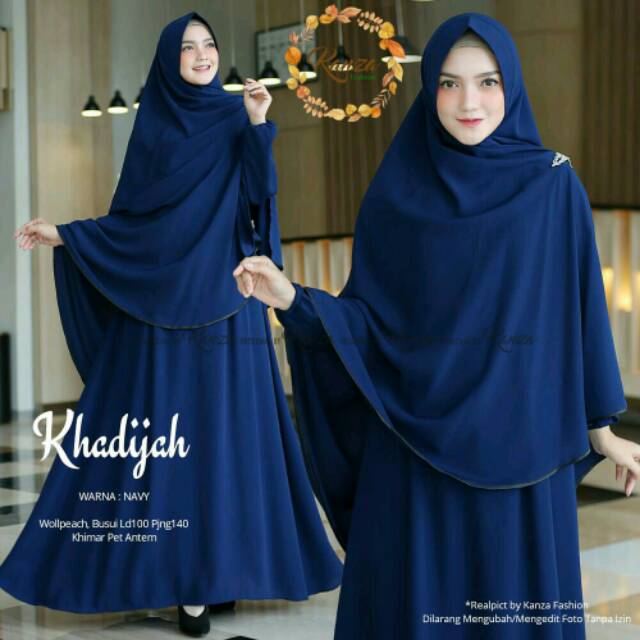 dress syar'i set gamis+hijab wanita khadijah