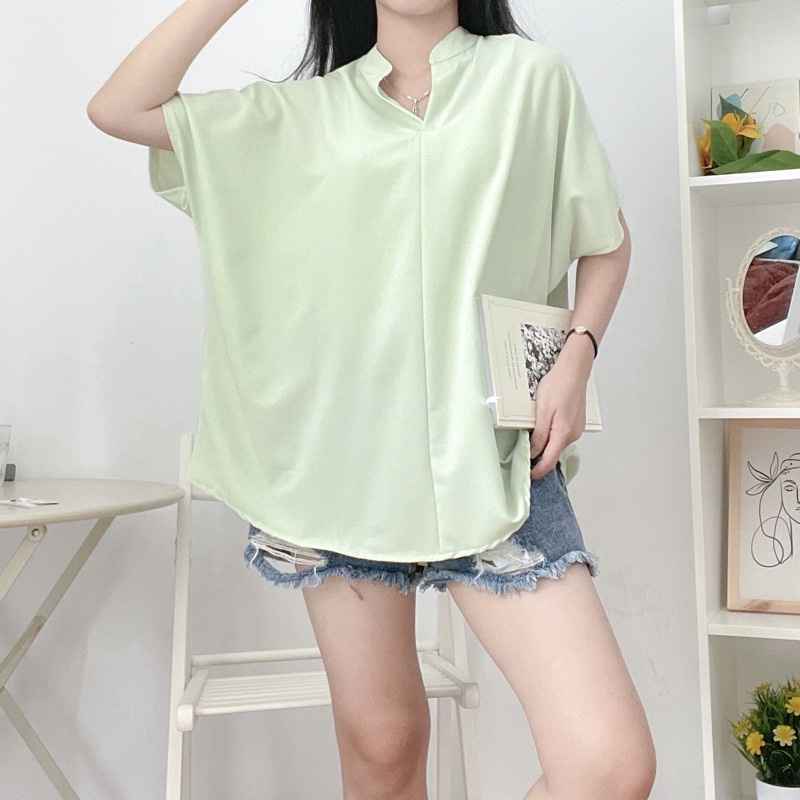 Darcy Vneck Oversized Shirt Wanita Polos