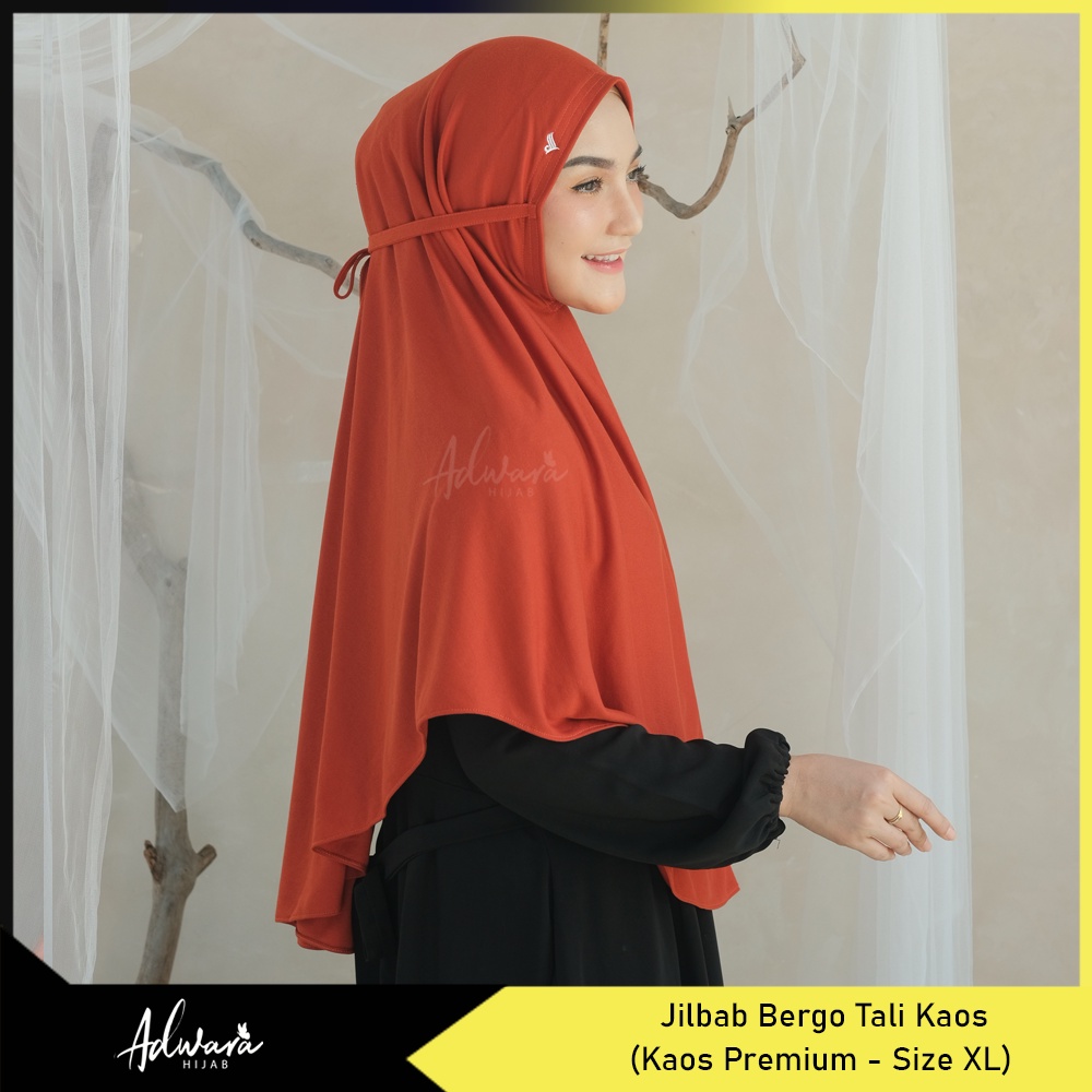 ADWARA HIJAB Jilbab Bergo Tali Kaos XL PREMIUM / Hijab Bergo Tali Non Pet Bahan Tebal dan Adem