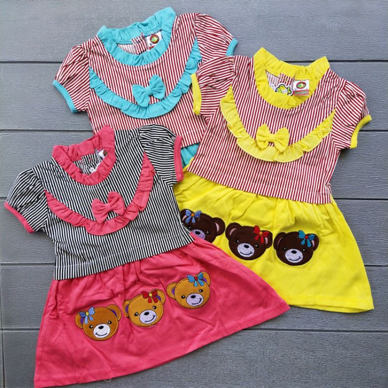 COD Dress Green kids usia 3-12 bulan baju anak perempuan / girl / cewek / kado murah lucu