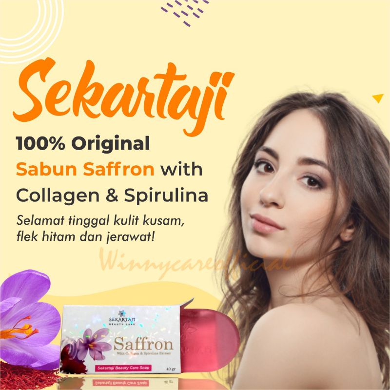 Sabun Saffron Sekartaji sabun kecantikan sabun pemutih with collagen & spirulina