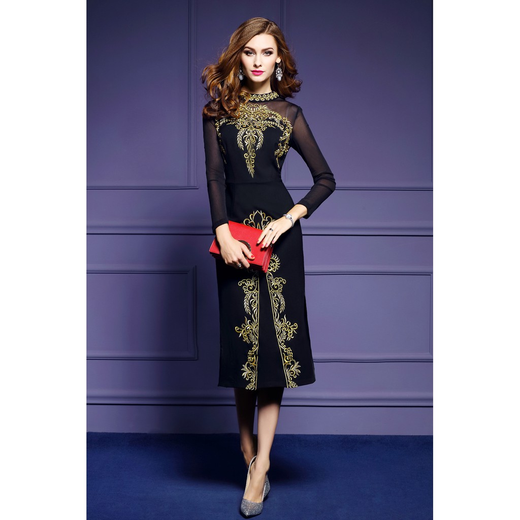 CW-367 Dress impor elegan lengan panjang gaun pesta gaun malam dress formal kasual good quality