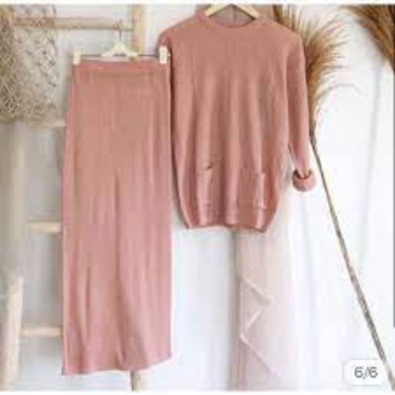 SETELAN RAJUT ROK POCKY / SETELAN WANITA 2IN1 KOREA / ONE SET REMAJA / KNIT SET / COMBO ROK + BOXY