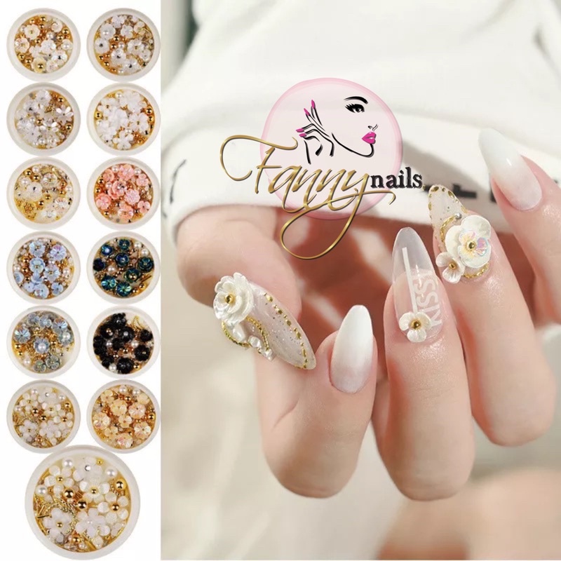 HIASAN BUNGA 3D MOLD CAVIAR PEARL GOLD SILVER 3D FLOWER NAILART JAR JAPAN NAILS