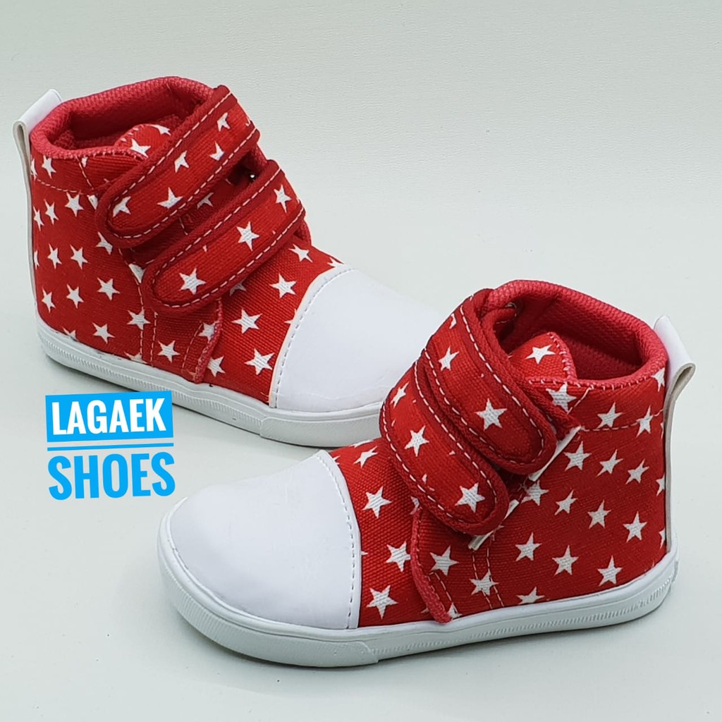 Sepatu Anak Boots Usia 2 Tahunan MERAH Bintang - Sepatu Anak Boots Star Size 25