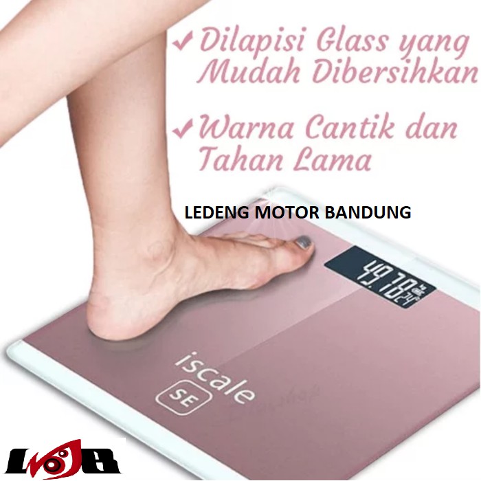 Timbangan Badan Digital Indikator Suhu Ruangan Layar Kaca Slim Iscale