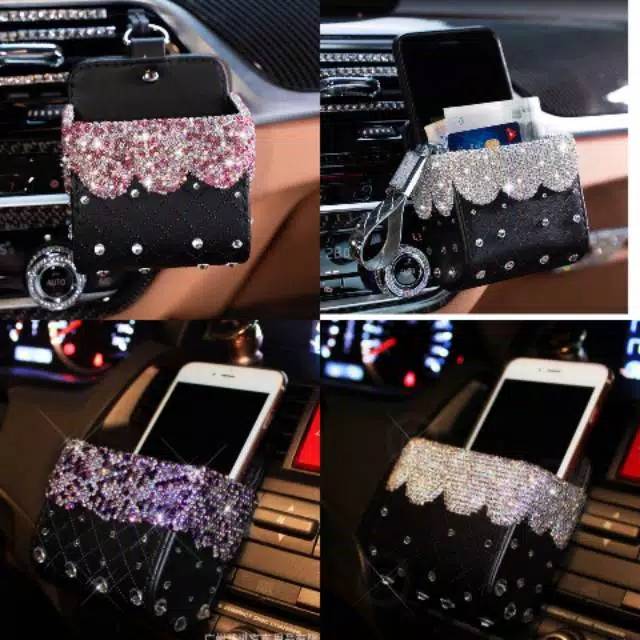 Tempat hp hp holder jepitan ac hp holder mobil POUCH // Gantungan dudukan Mobil Tempat HP handphone kaca mata Gantungan hp hp holder jepitan hp holder barang mobil pouch hp POUCH