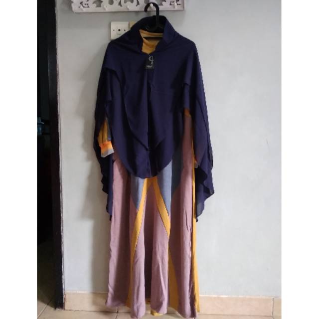 Set Syar'i Gamis Difarel Diana ORI Khimar warna Navy