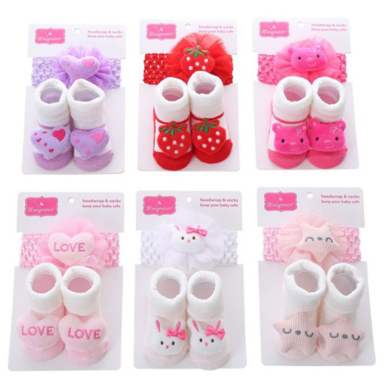 Kaos Kaki Bonenka + Bandana Boneka Import 0_12 Bln