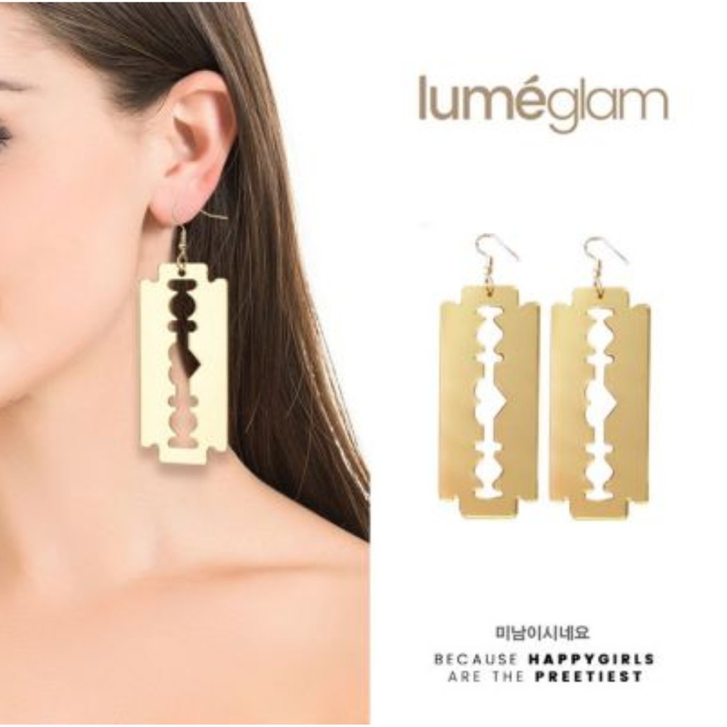 Anting Korea Model Silet Blade Emas Gold