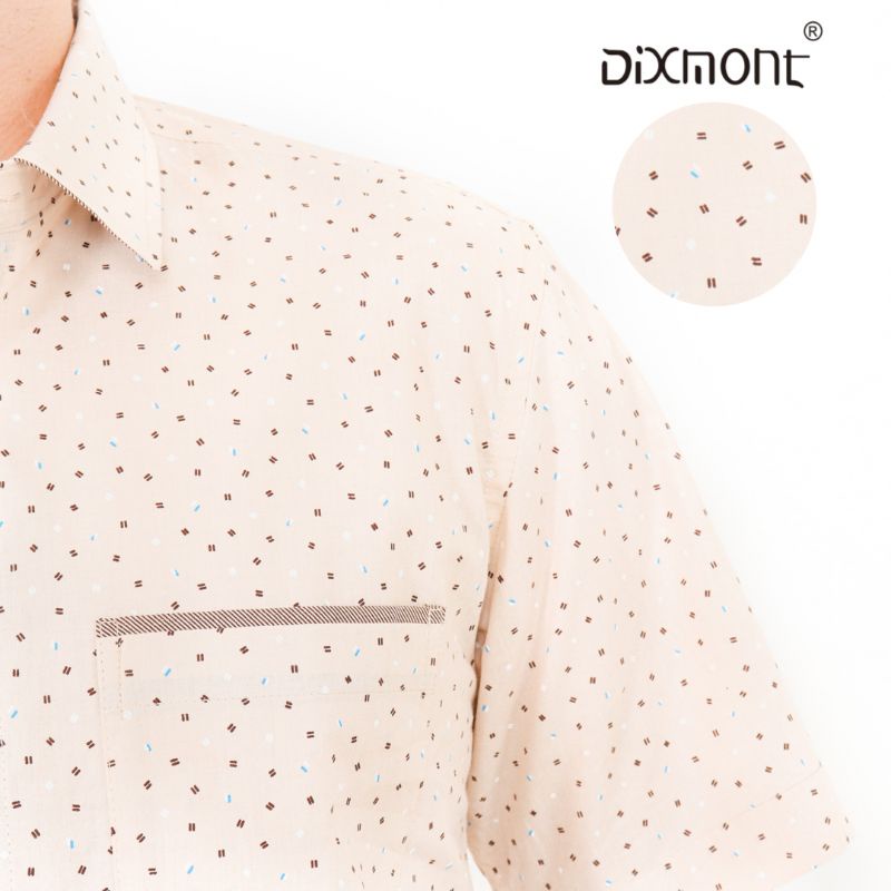 Dixmont Kemeja Pria Basic Formal Motif Lengan Pendek Hem MS00922