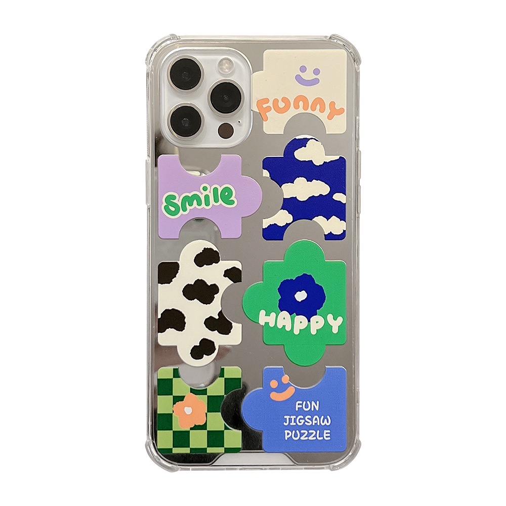 Case Pelindung Desain Kartun Jigsaw Puzzle Cermin Untuk Iphone 11 8 7 Plus SE2 XS XR 12 13 Mini PRO MAX