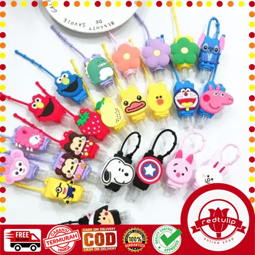(Part 2) Botol Gantungan Kunci Tas Hand Sanitizer Petak Karakter Lucu Bahan Silikon