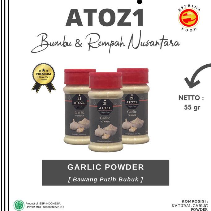

GARLIC POWDER - Bawang Putih Bubuk - ATOZI - Kemasan Botol 55gr