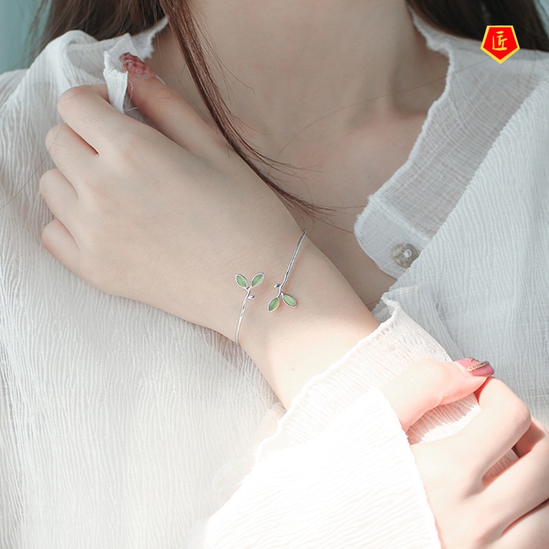 [Ready Stock]Simple Style 925 Silver Bud Bracelet Artistic Retro